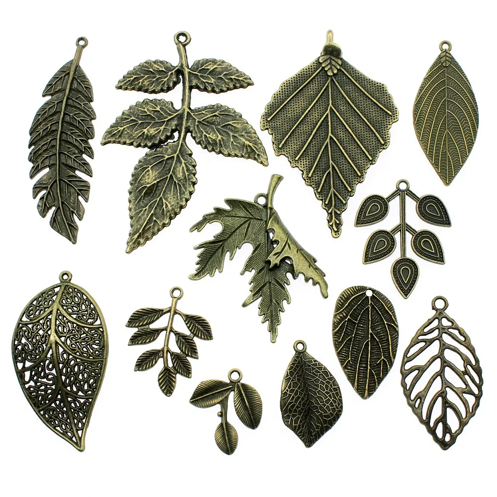 5pcs Big Leaves Pendant Charms Antique Bronze Color Leaf Charms Jewelry DIY Big Tree Leaf Charms For Bracelet Making