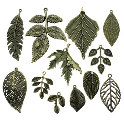 5pcs Big Leaves Pendant Charms Antique Bronze Color Leaf Charms Jewelry DIY Big Tree Leaf Charms For Bracelet Making