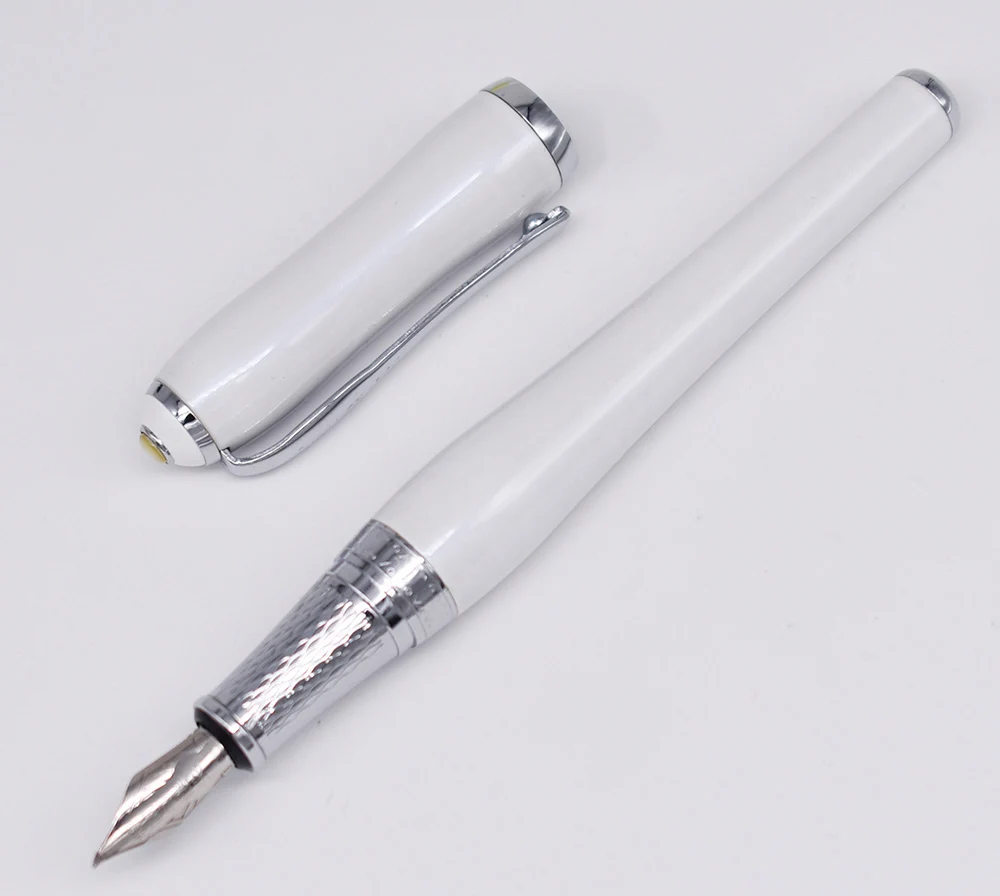 Duke Elegant Calligraphy Fude Nib Fountain Pen Medium Classic Writing Gift Pen , White Color Business Office Home Supplies