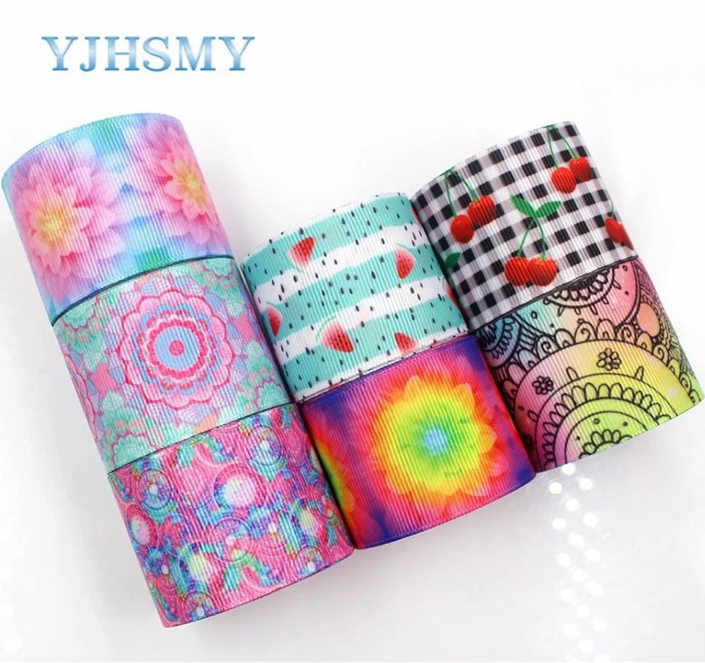 YJHSMY G-18619-518,38 mm 5 Yards Fruit flower Printed grosgrain ribbons,DIY handmade Hair accessories Material wedding gift wrap