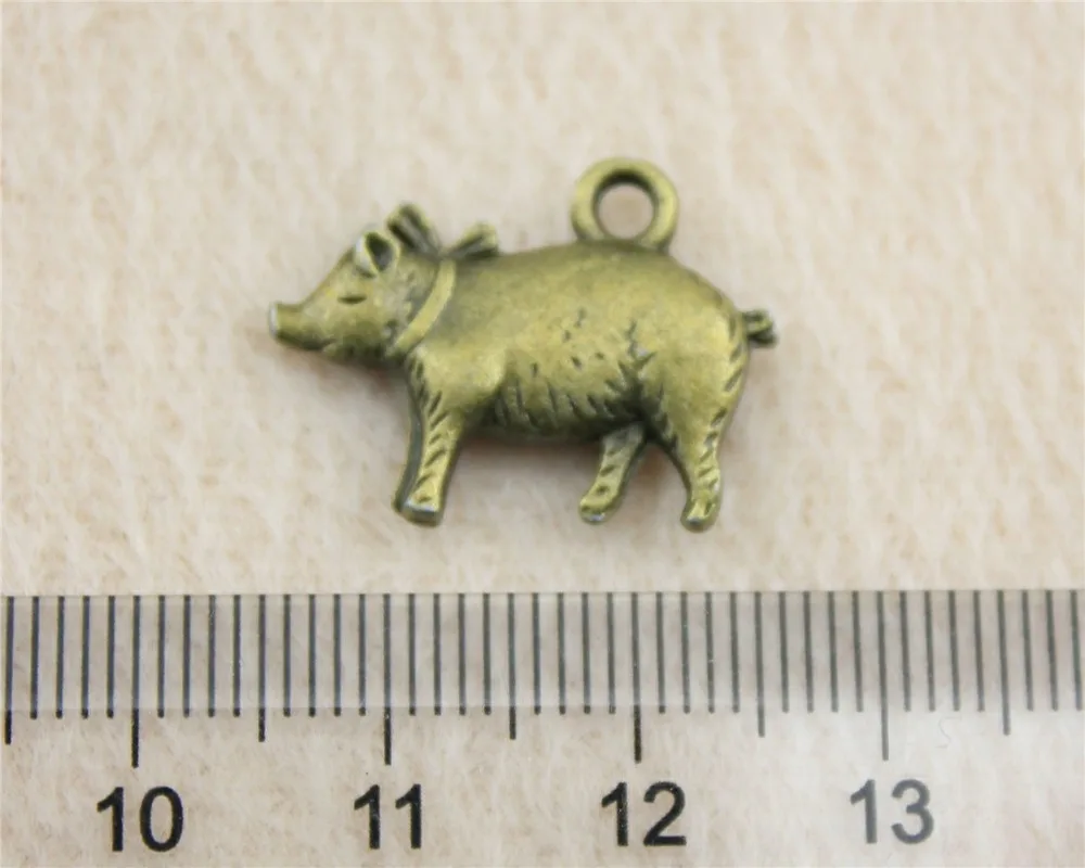 30pcs/lot 21*16mm ancient bronze Pig charm Pendants DIY jewelry for bracelet necklace earring