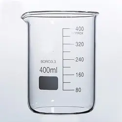 400ml Forma Bassa Bicchiere di Laboratorio di Chimica Borosilicato di Vetro Trasparente Bicchiere Addensato con beccuccio