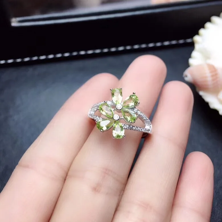 Peridot Cincin Wanita Cincin Natural Peridot Cincin 925 Sterling Silver Grosir Perhiasan Batu Permata