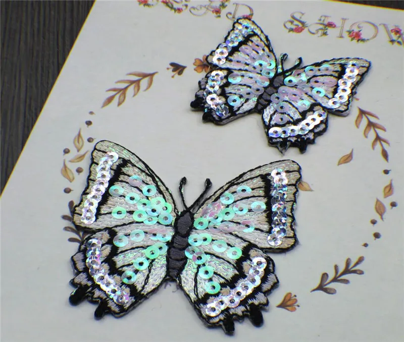 AHYONNIEX Marke 1PC pailletten schmetterling patch Eisen auf patches für kleidung kostüm kleber stickerei paste rock dekoration – Detail 9