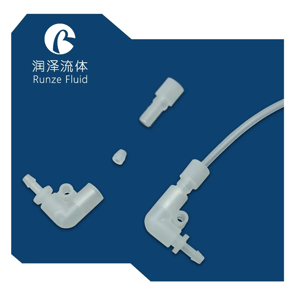 ¼-28 Flat Bottom Flangeless Fittings PTFE with Ferrules 1.6/2.0/2.5/3.0/3.2mm