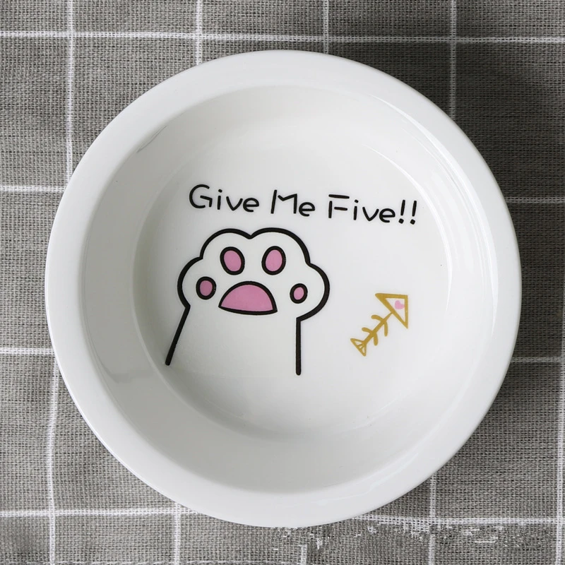 Pet Food Supplies Ceramic Bowl Cute Cat Bowl Water Basin Dog Pot Pet Drinking Eat Bowl Round Ceramic Bowl Feeders Pet Supplies