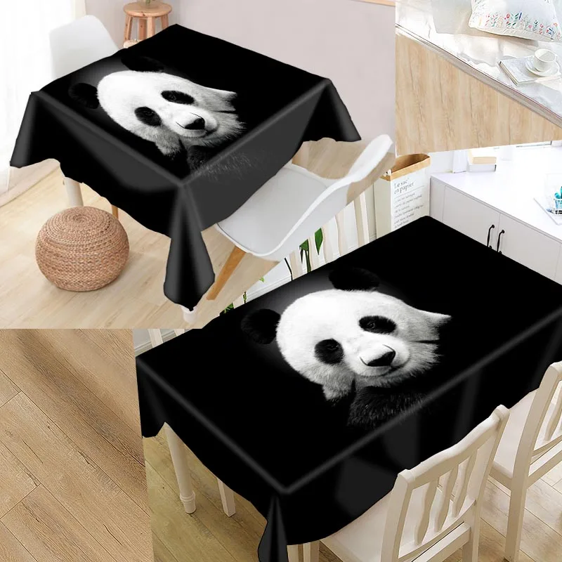 

Panda Animals Custom Table Cloth Oxford Print Rectangular Waterproof Oilproof Table Cover Square Wedding Tablecloth