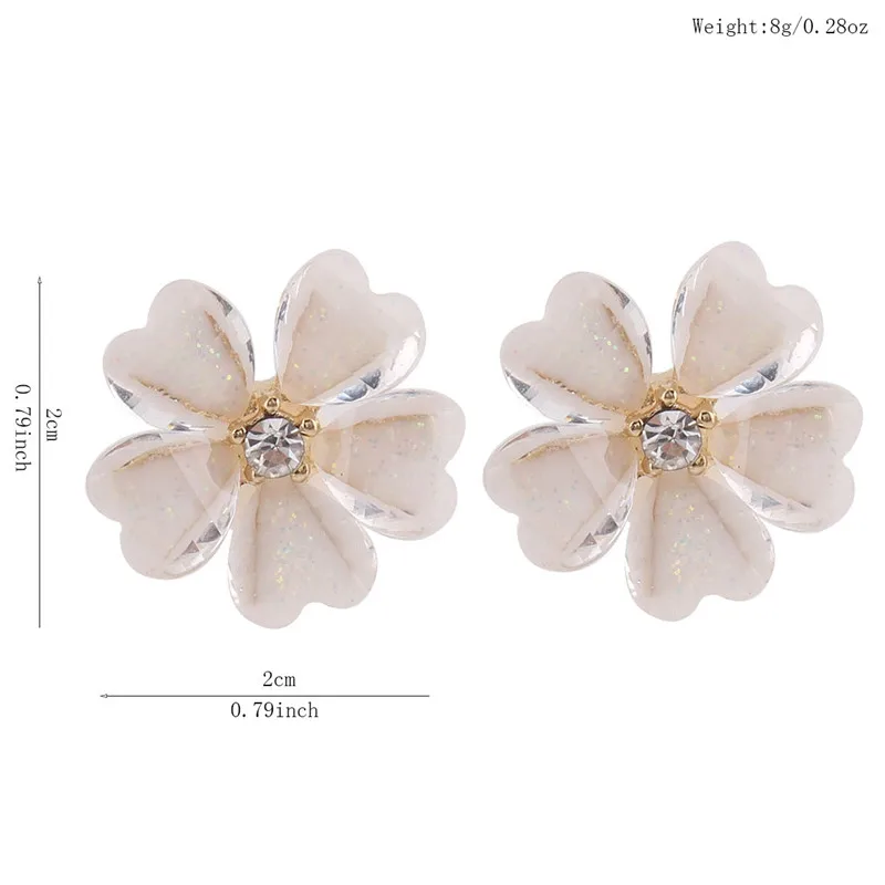 Grace Jun  Korea Style Flower Shape Opal Clip on Earrings Without Piercing for Girls Party Wedding Charm Earrings Anti-allergy