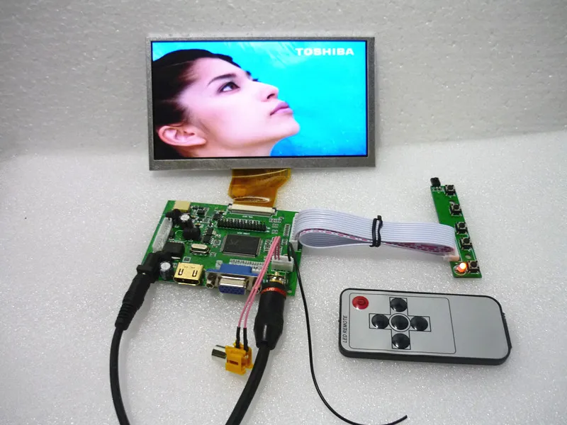 

HDMI + 2 av + VGA LCD driver board + 6.5 -inch LCD panel AT065TN14 800 * 480 + OSD keyboard.On-board DYI kits