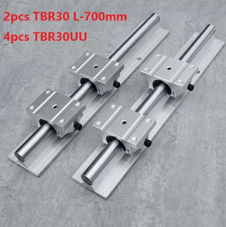 2pcs TBR30 L-700mm support rail linear guide + 4pcs TBR30UU linear bearing blocks for CNC router parts