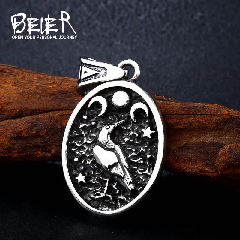 Beier 316L Stainless Steel Viking Amulet Men\'s Pendant Nordic Raytheon Hammer High Quality Bird  Eagle Animal Jewelry LLBP8-357P