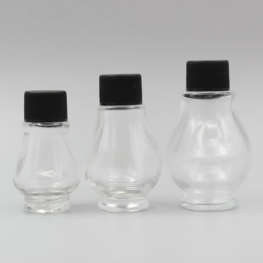 

New Cosmetics Packaging 30ml Clear Single Gourd Shape with Black Screw Cap