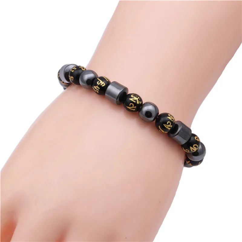 Golden&Black Magnetic Weight Loss Bracelets Hematite Beads Bracelet Charm Natural Stone Bracelets  For Women Men - view 2
