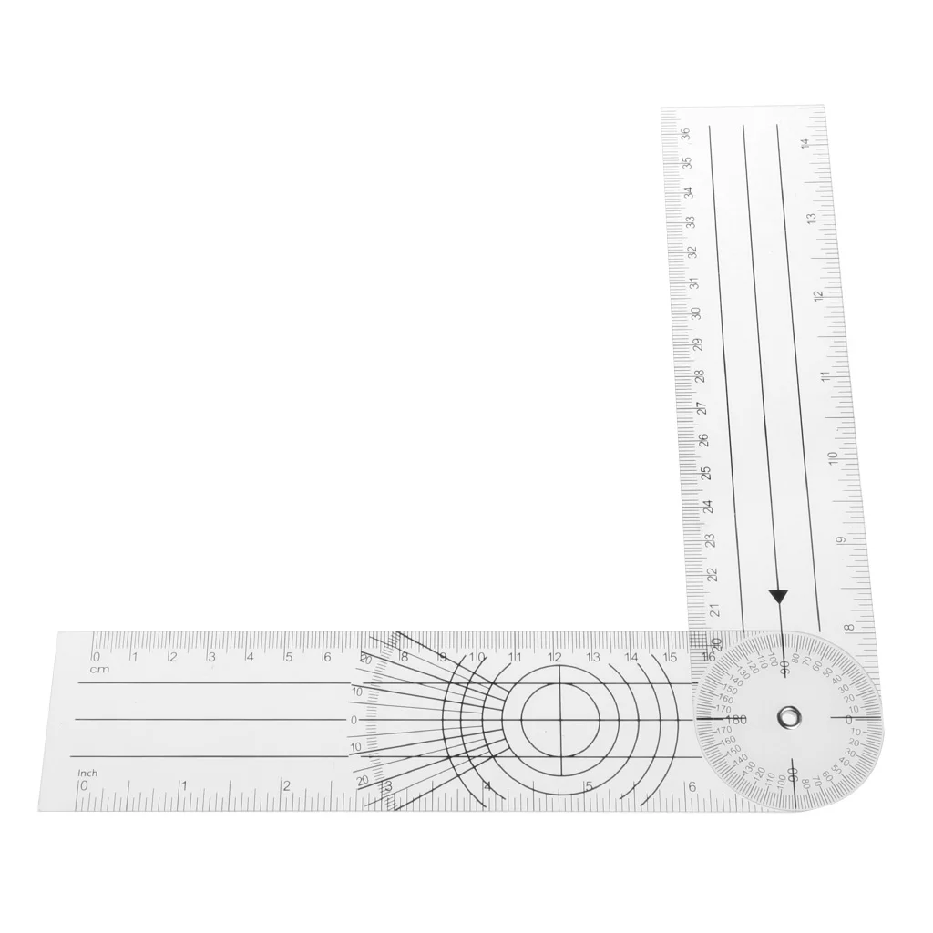 Userful Multi-Ruler 360 Degree Goniometer Medical Spinal Ruler INCH 4XFD