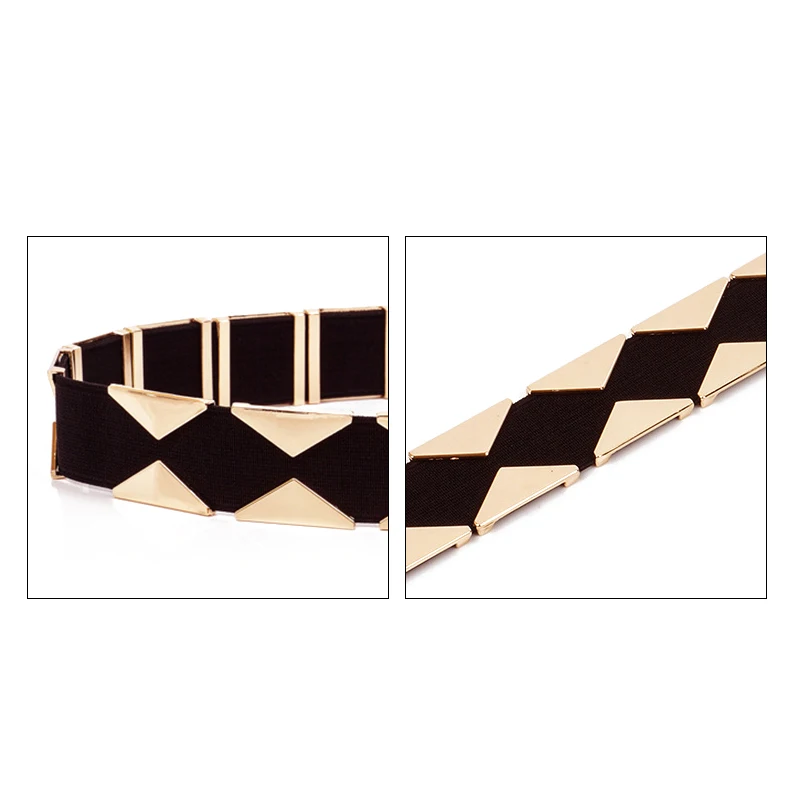 Tissu élastique géométrique en métal pour femme, ceinture pour jean et jupe, haute couture, environnement féminin, marque de créateur de luxe
