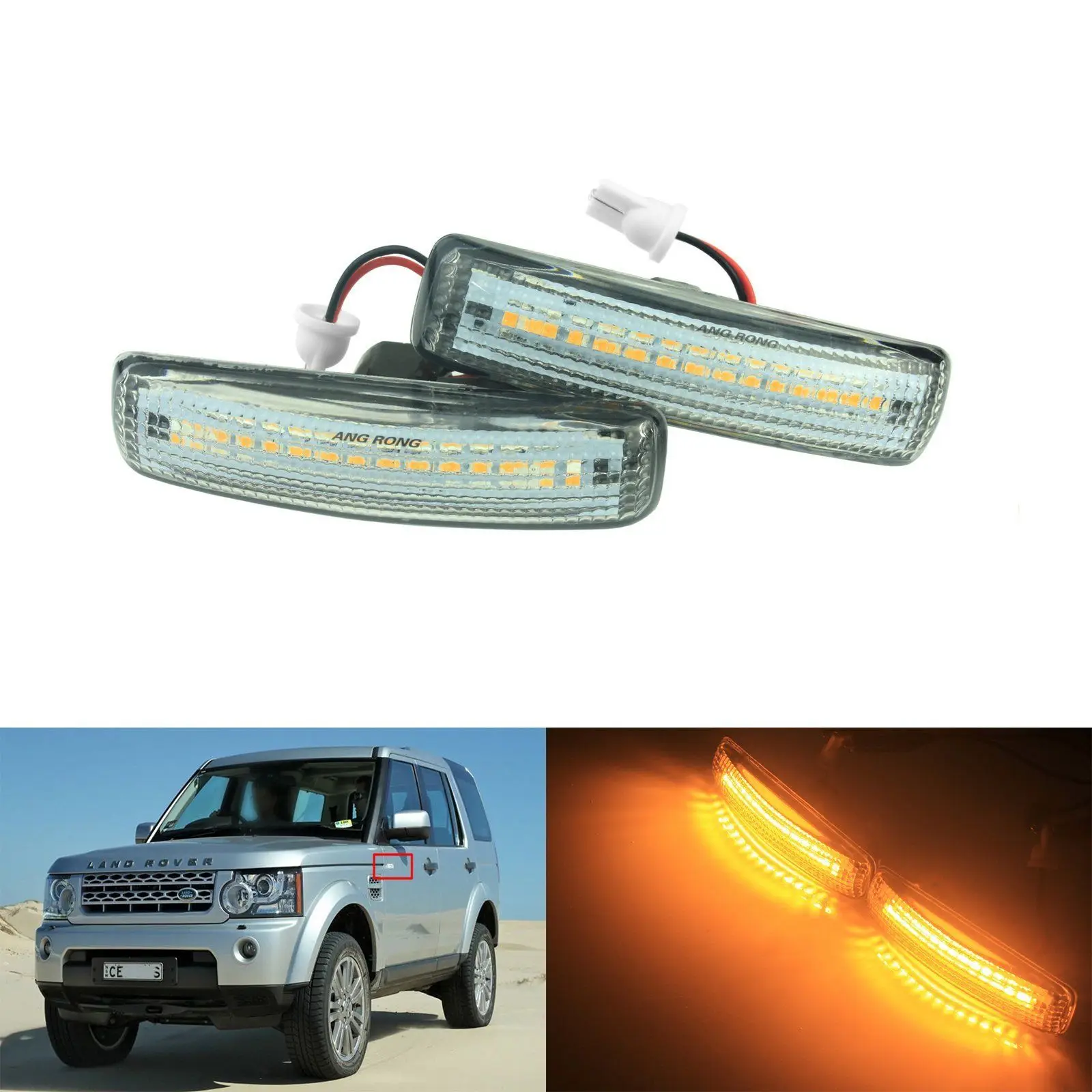 

ANGRONG 2X Amber LED Side Repeater Indicator Lights For Land Rover Discovery 3 & 4 Freelander 2