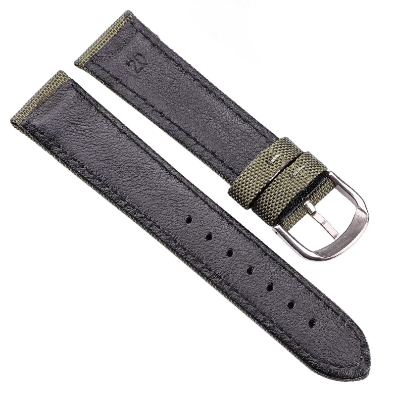 Canvas Nylon Watch Band Strap Blue Black Green 18 20 22 24mm Watchbands Men Women Fashion Replacement Bracelet Watch Accessories