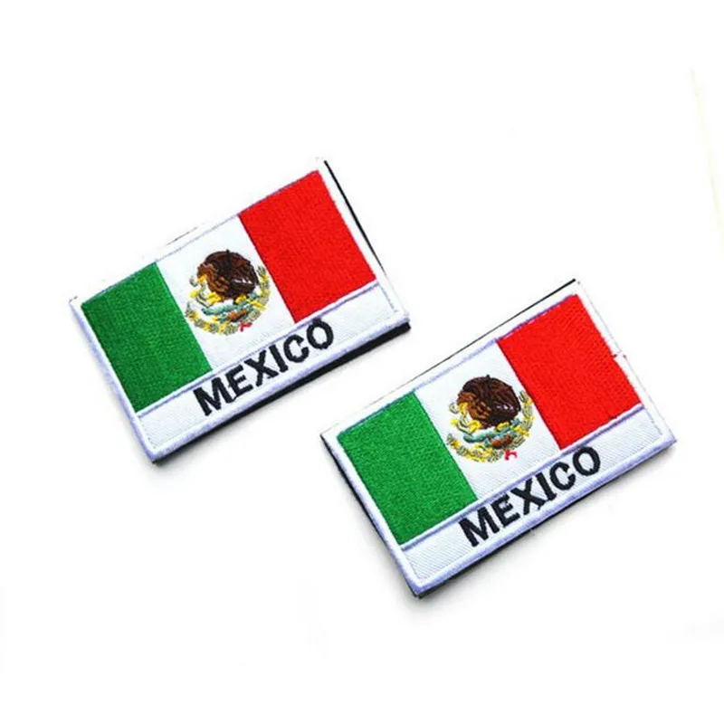 3D Embroidery Mexico Flag Patch Backpack Bag Jacket Armband Badge Special Patch for Clothes Hook and Loop Sticker