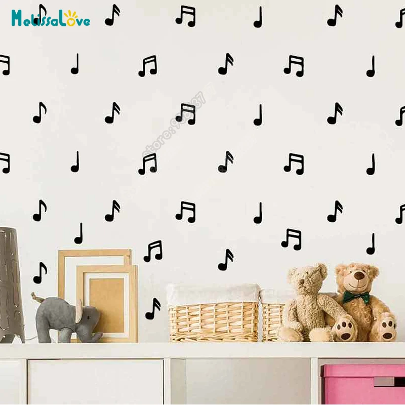 50 pcs Music Note Pattern Sticker For Kid\'s Bedroom Music Lover 5 Type Decorate Wall Sicker Baby Girl Removable Wall Decor SK020