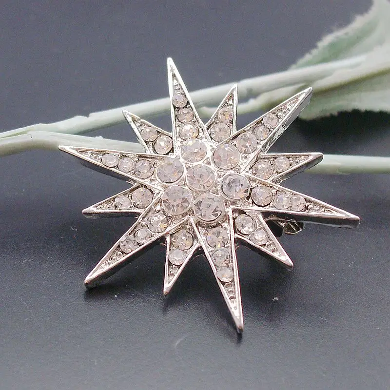 Hotsale Sparkly Shiny Fashion Clear Rhinestone Crystal Alloy STAR Brooch Wedding Jewelry Pin For Women Men, Item No.: ART104