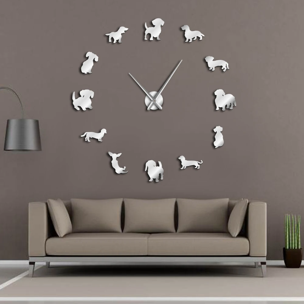 

Dachshund DIY Large Wall Clock Popular Dog Breed Sausage Dog Doxie Giant Modern Wall Watch Wiener Dog Wall Art Pet Shop Decor