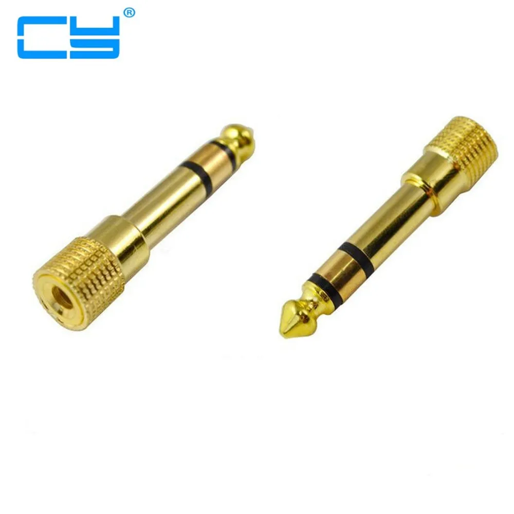 

Atacado 100 ps/lote 6.35 1/4 "M para 3.5mm Feminino M/F Fone de Ouvido Estereo Jack Adapter para Mcicrophone