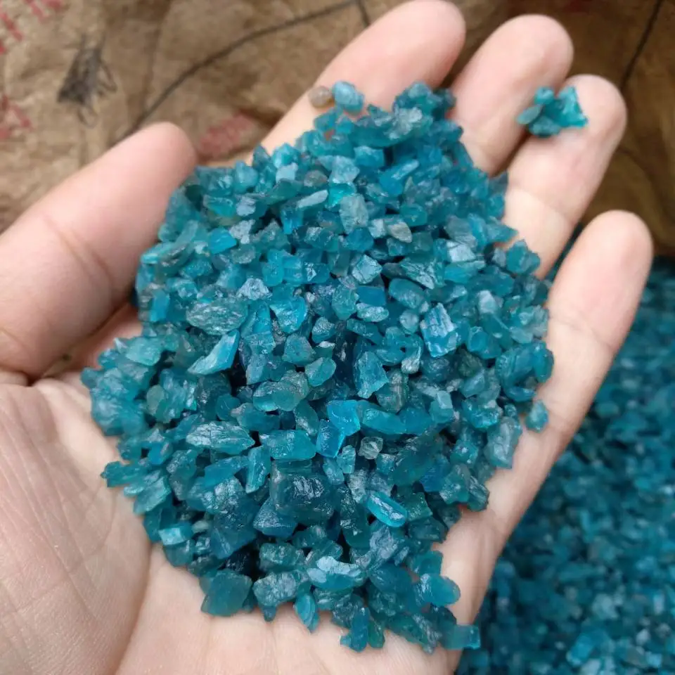 100g APATITE BLUE mini chips tumbled bulk stones Peacock