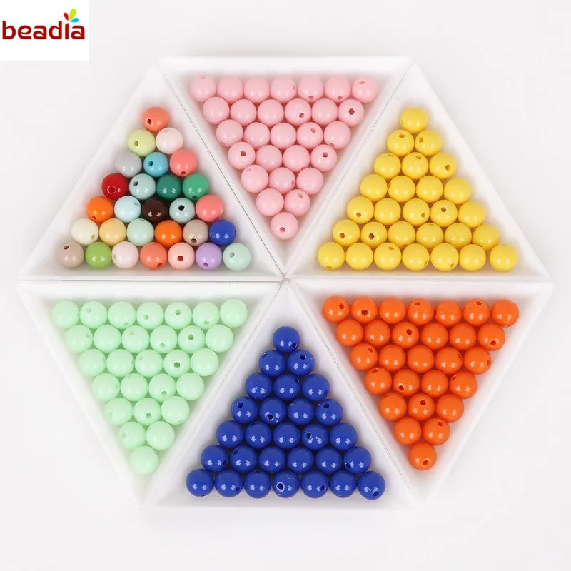 Shiny Plastic Acrylic Loose Spacer DIY Round Ball Beads Dia 8mm Hole 1.8mm 100pcs/bag 20 Colors For Jewelry Findings Making