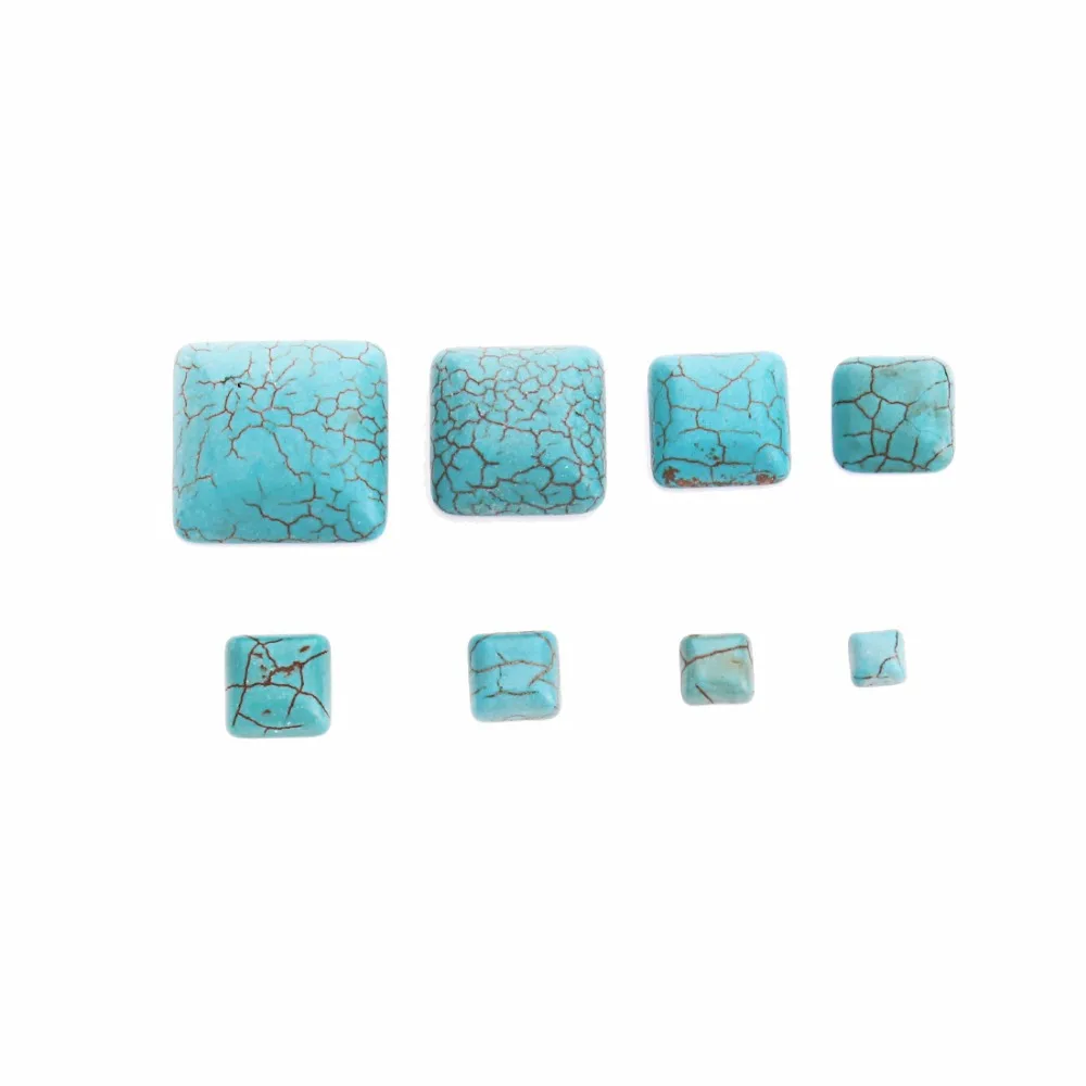 DC 10pcs/lot Natural Stone Square Shape Blue Stripe Turquoise Cabochon For DIY Jewelry Making Bracelet Accessories