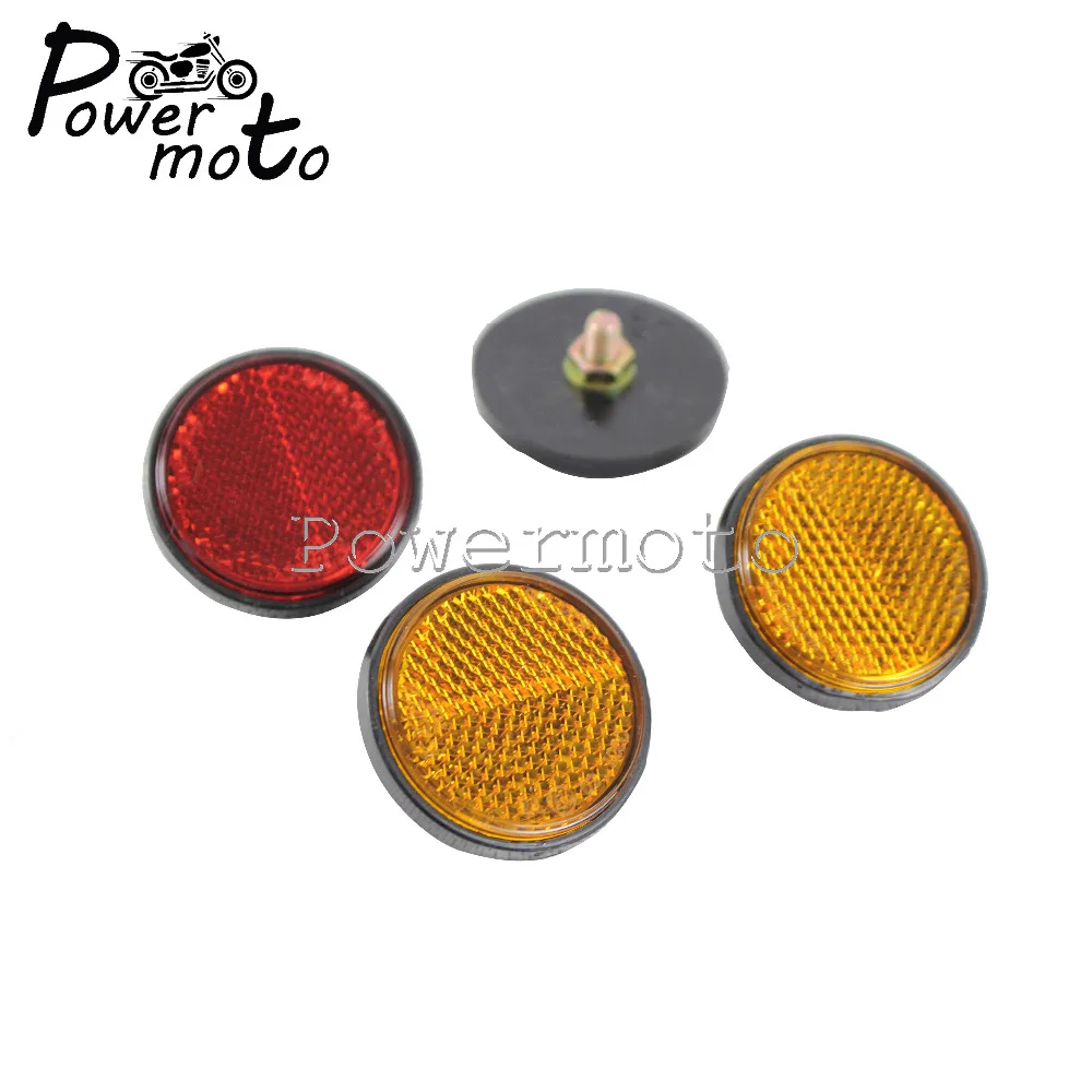 2PCS 4.5CM Round Motorcycle Red Yellow Reflectors Safety Warning Bolt-On Reflective Plates Universal For ATV Dirt Bikes Trailers