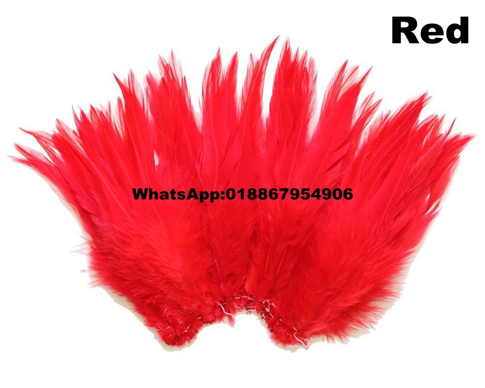 5 bundles Red Rooster Saddle Hackle Feather Strung 10-15cm 4-6