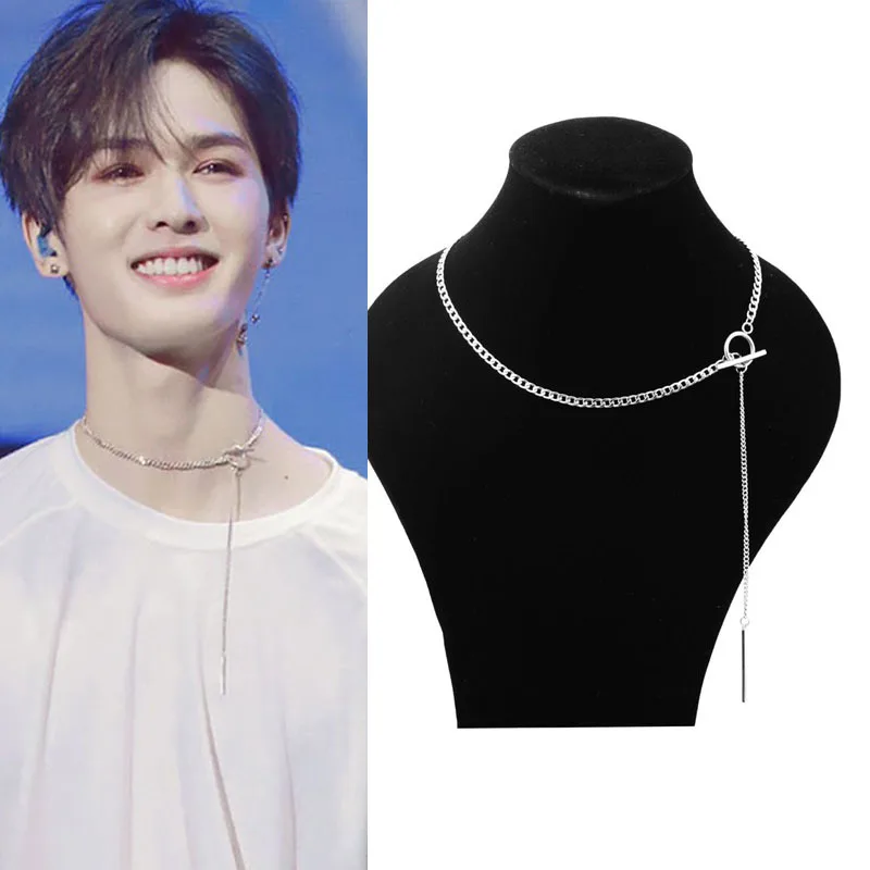 Idol star with the neck necklace Men and women short necklace personality long chain necklace short neck chain stainless steel