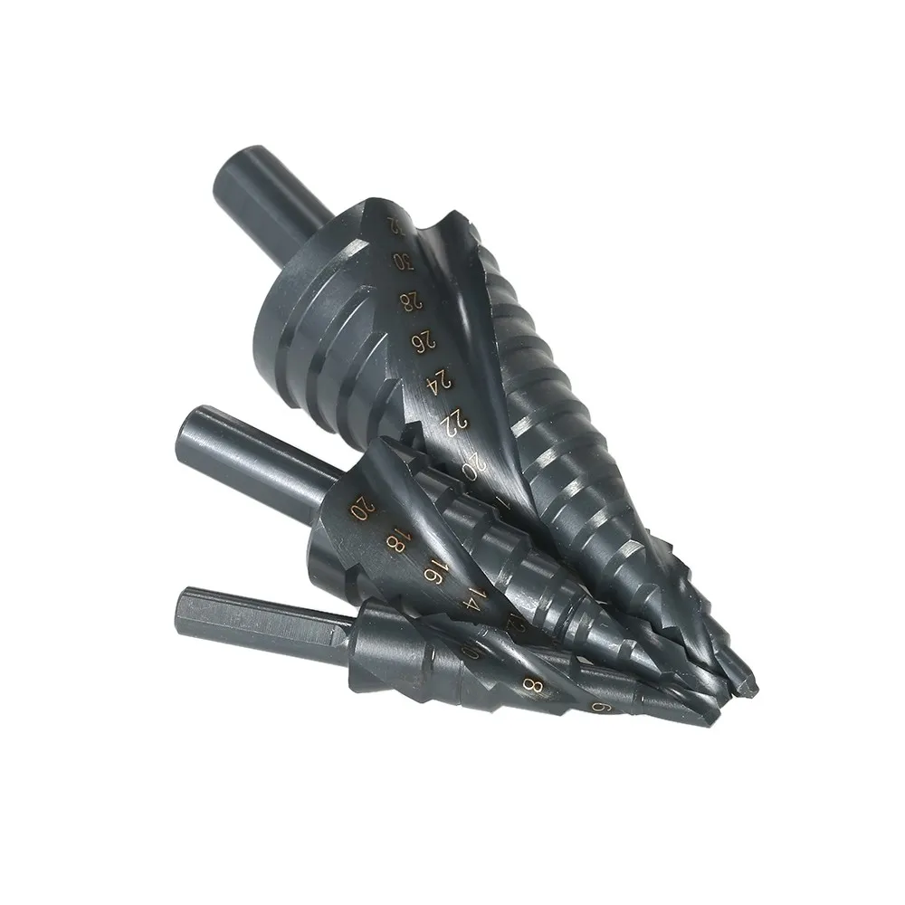 WENXING 3pcs HSS Acciaio di Titanio Passo Punta Del Trapano 4-12mm 4-20mm 4-32mm passo Cono Strumenti di Lavorazione Del Legno Legno Cutt Metallo Punta Del Trapano Set
