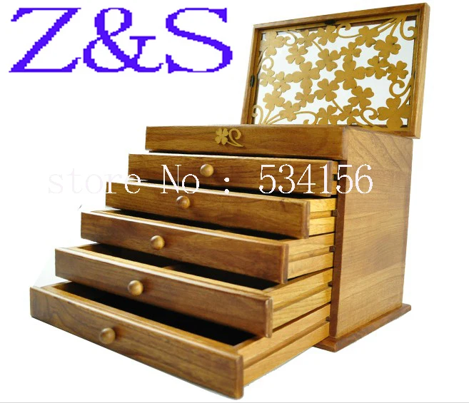 Clovers six large space Wood Jewelry Box Storage Gift Display Box Jewelry Lagre Gift Box Jewelry Boxes wooden Packaging casket