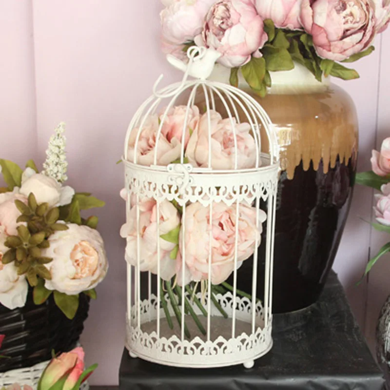 Modern iron wrought metal birdcage white small middle Sets large bird cage decoration hanging flowerpot succulent plants