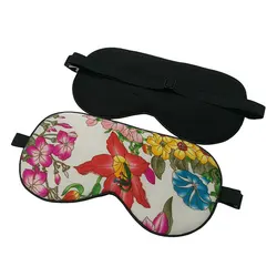 100% Pure Silk Sleep Eye Mask Floral Pattern Silk Eyeshade Soft Blindfold Travel Relax Aid Adjustable Multicolor