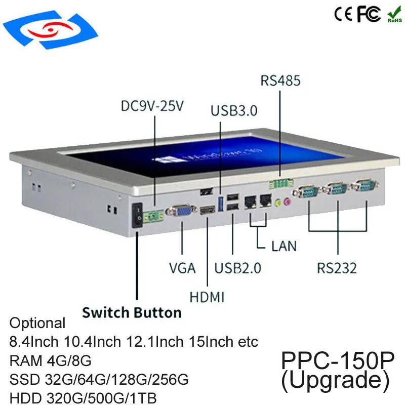 

15" Industrial Panel PC Touch Screen X86 Computer Tablet pc Win 7/ Win 8/ Win 10/Linux For Water Filters Control