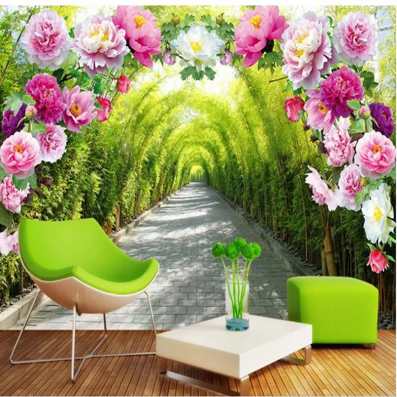 

wellyu Custom large fresco flower door flower gallery 3D frescoes background wall non - woven wallpaper
