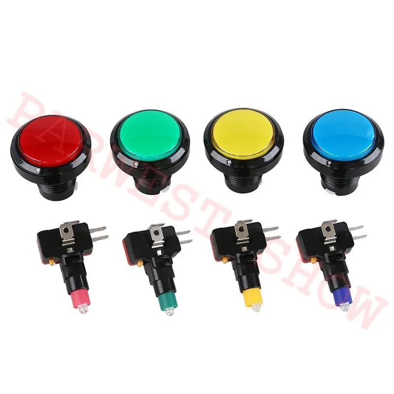 10pcs 45mm Illuminted arcade buttons with 12V LED Lights for Arcade Video Game Round LED Push Button with Micro-Switch