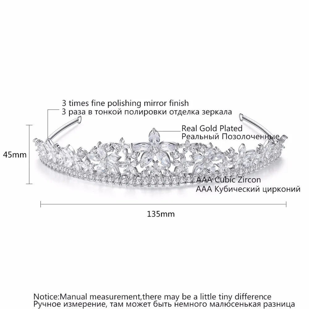 LUOTEEMI-여성용 패션 럭셔리 퀸 티아라 크라운, 큐빅 지르코니아 플라워 스테이트먼트 헤드밴드, 웨딩 주얼리 헤어 액세서리