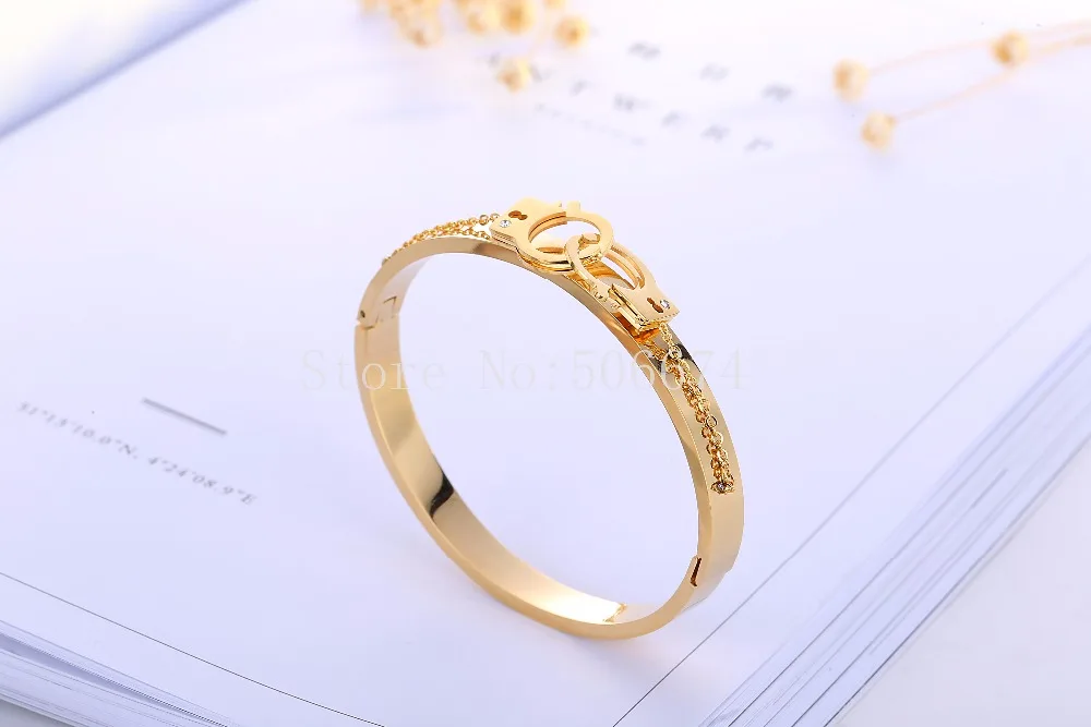 Top Quality Couple Lock Love CZ brand Fashion Jewelry Cuff Carter Bracelets Bangles 316L Stainless Steel Bracelets For Women image 3