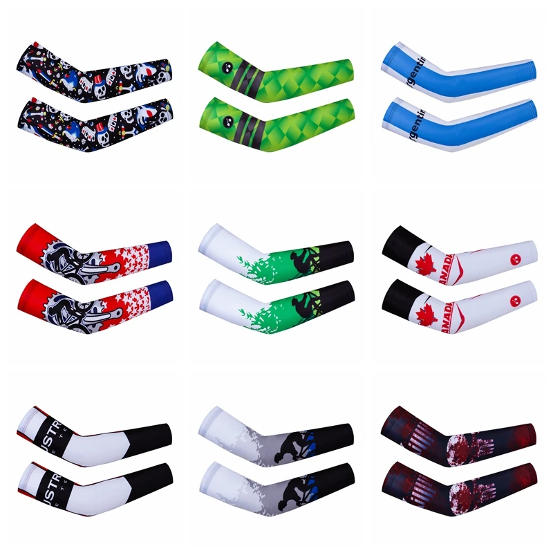 1Pair USA Canada Bike Arm Sleeves Cycling Sun UV Protector Men Women Bicycle Arm Warmers Cover Breathable Geen Black Argentina