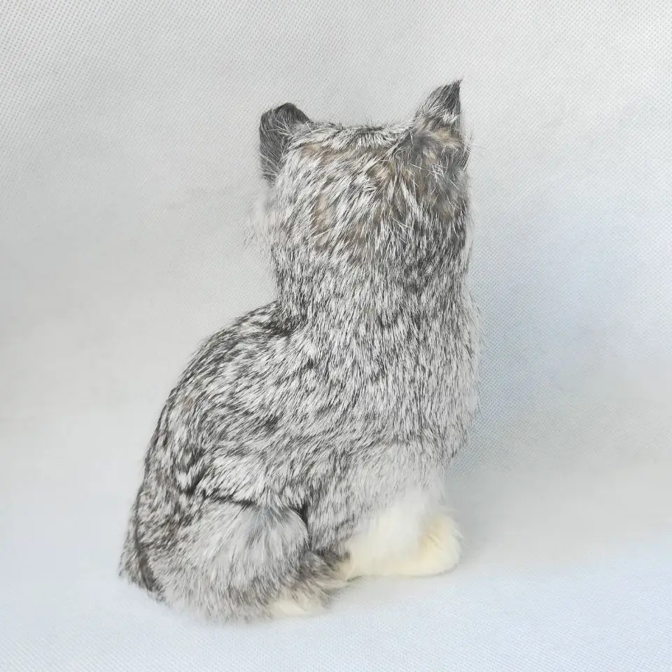 cute gray cat polyethylene & fur real life toy cat model gift about 21x16cm b0176