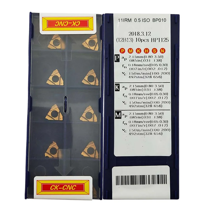 10pcs 11IRM 0.5ISO 1.0ISO 1.25ISO 19BSPT 19W 20W A55 40UN 1.5ISO A60 18NPT utensile di tornitura inserto