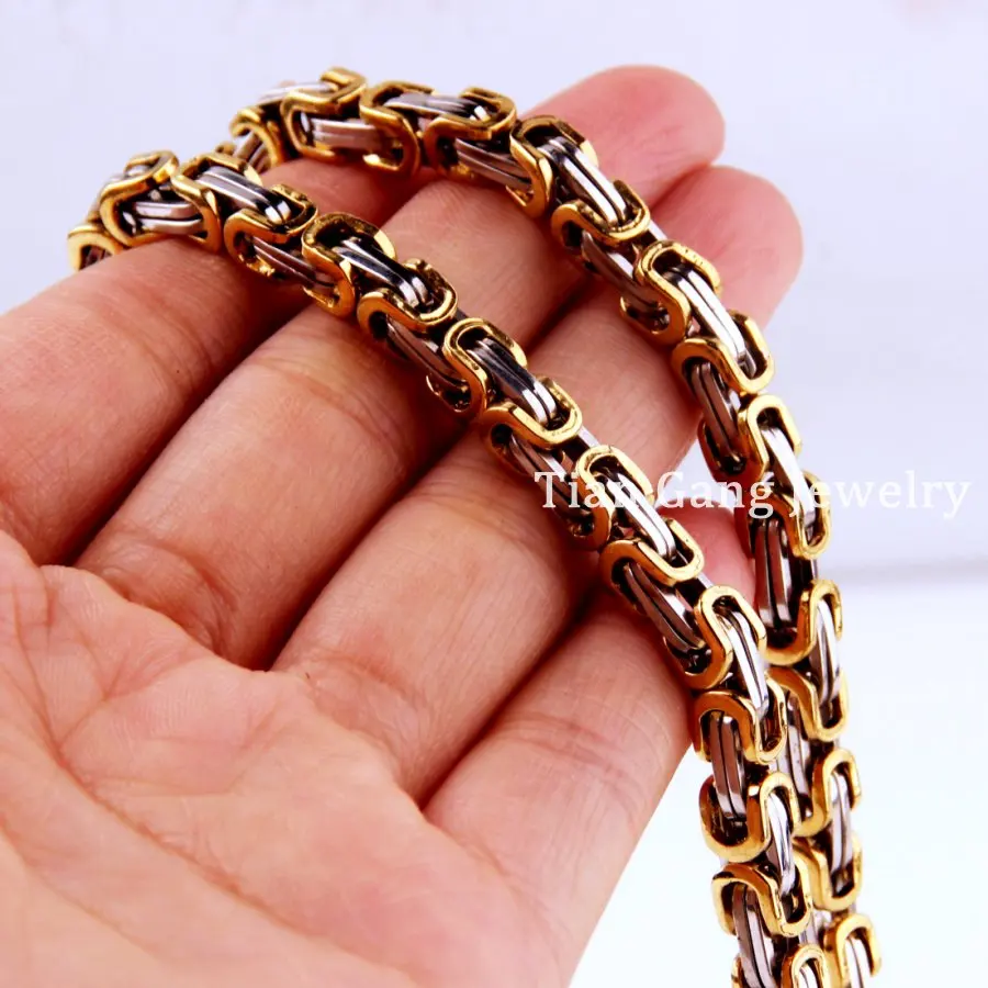 4/5/8mm Mens Byzantine Chain Necklace Multi-colored 316L Stainless Steel metal chain for Women Necklace or Bracelet 7-40 inch