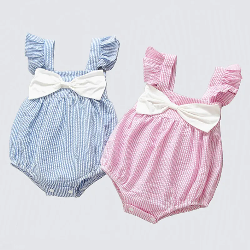 

Baby Romper Girl Newborn Baby Girl Clothes Summer Cotton Little Princess Sunsuit Baby Romper Striped Bow Baby Jumpsuit Short