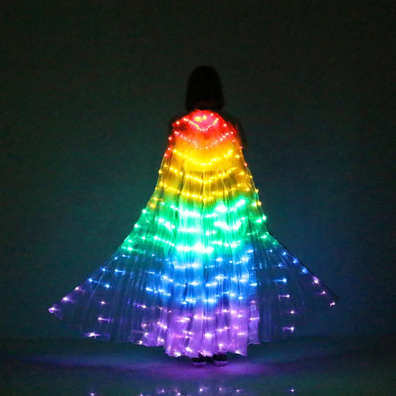 Belly Dance LED Wings Light Up Wing Costume LED Dance Wings Rainbow Colors Stage Performance Props No With Stick