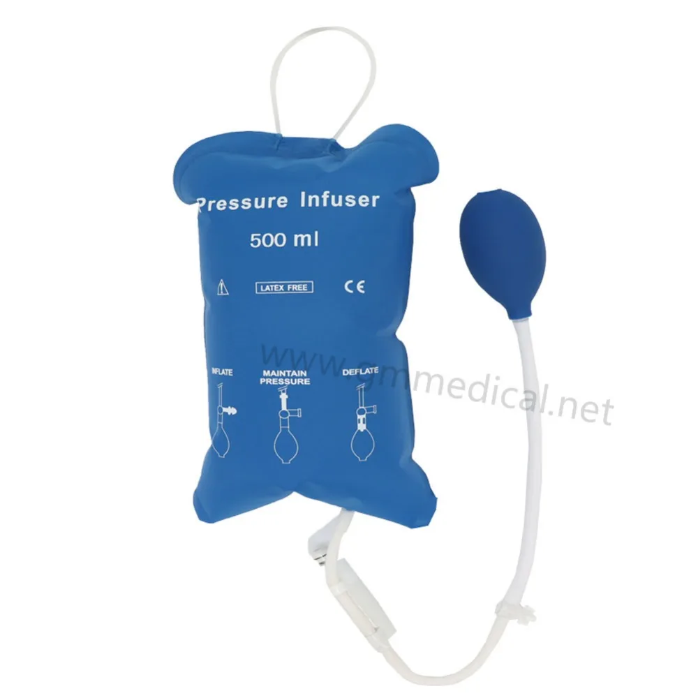 Reusable Pressure Nylon Infusion bag 500ml with Pressure Display,Blue,Back Net and Edge Stitching