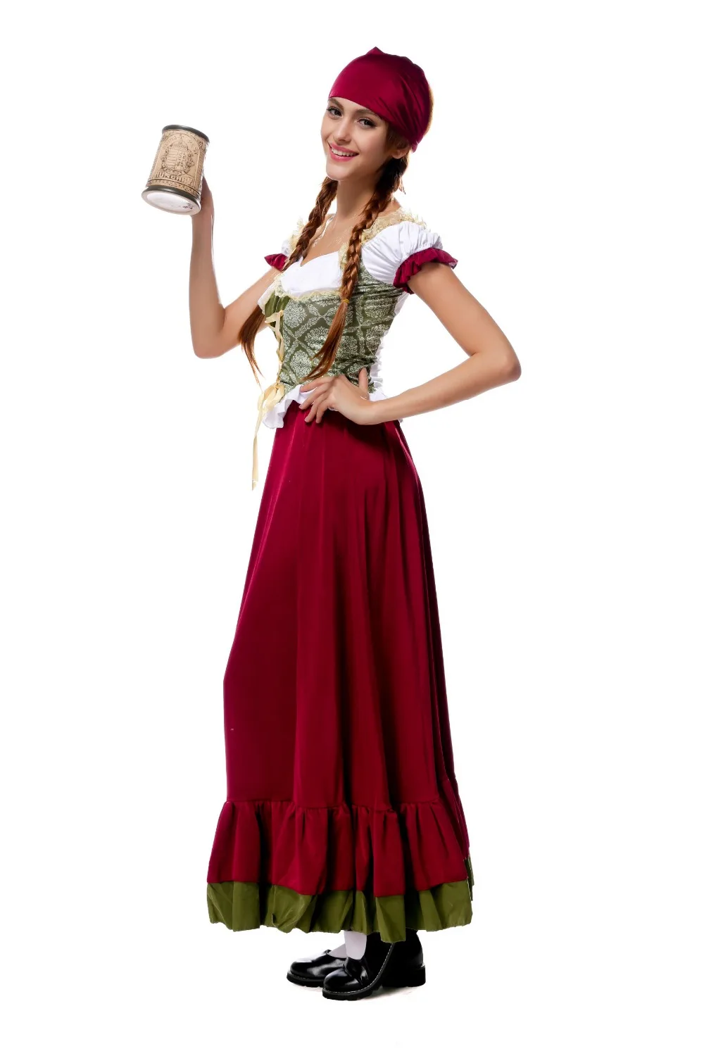 New Women Sexy Catsuit Halloween Carnival Adult German Beer Maid Wench Long Costume Oktoberfest Beer Girl Costumes Fancy Dress