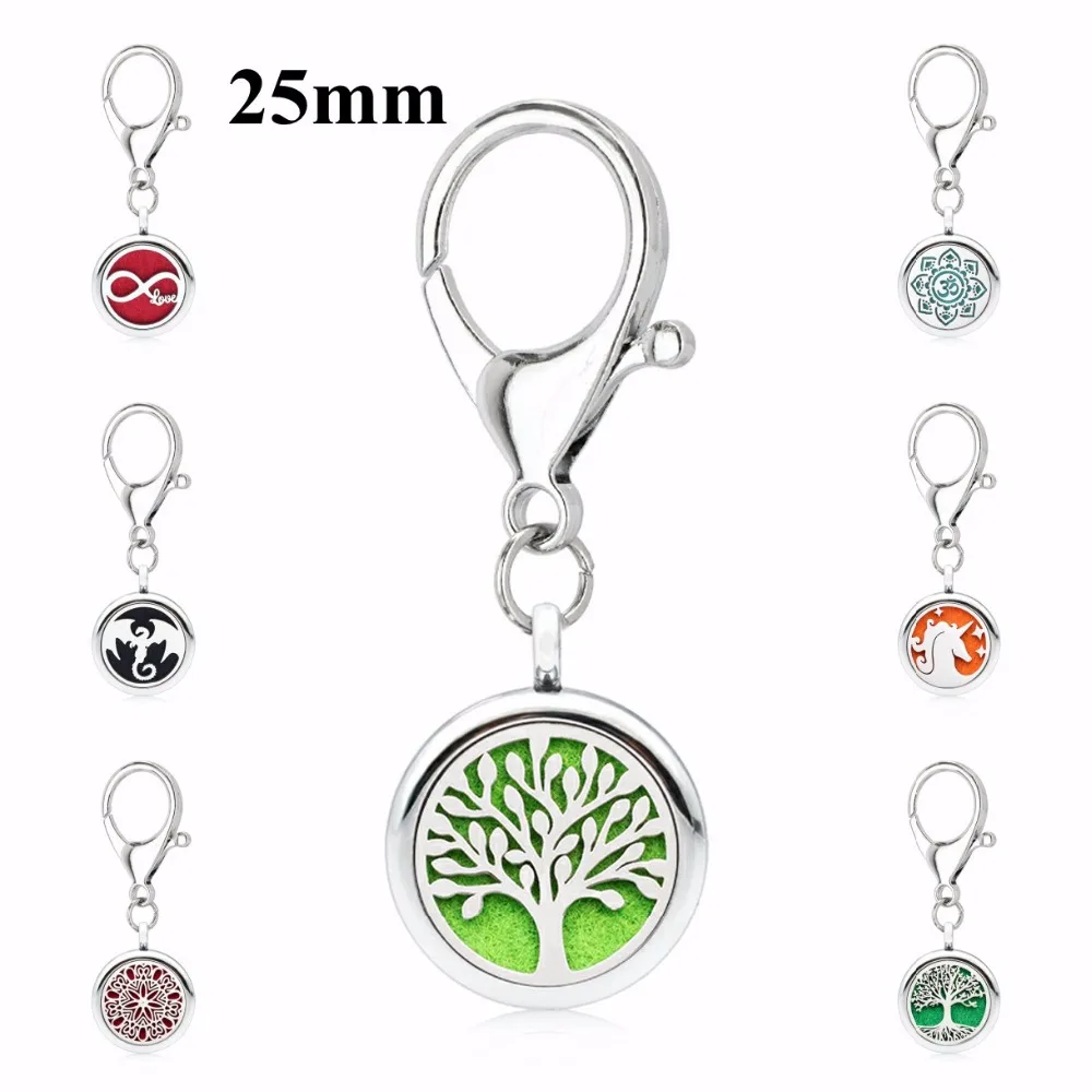 KMA2 New Diffuser Jewelry 25mm Aroma Perfume Locket Keychain Aromatherapy Essential Oils Diffuser Locket Keyrings Free 5pcs Pads